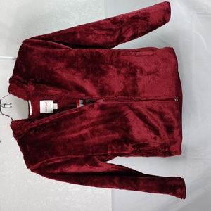 Girls/Kids Long Sleeve Warm Burgundy Front Zip Jacket